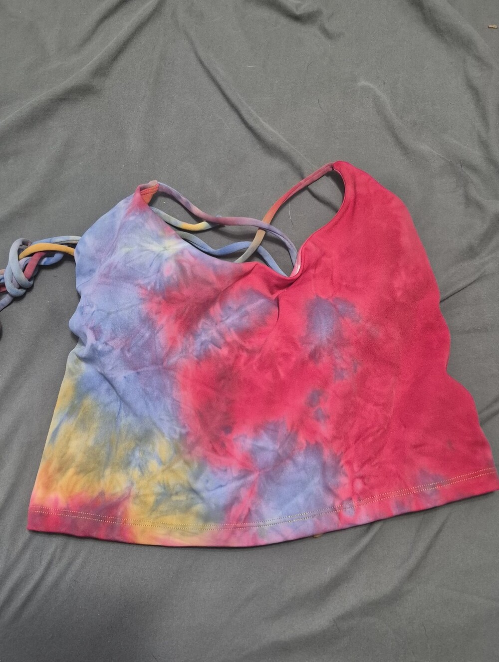 Tie-Dye Strappy Crop Tank Top - Multicolor
